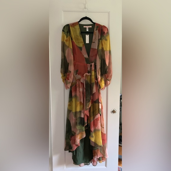 NWT Anthropologie Hutch Geo Wrap Maxi Dress XXS Floral $198 HTF Lined 2XS Pink - Picture 3 of 4